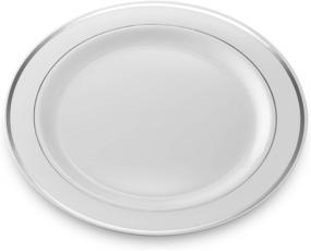 img 3 attached to 🍽️ Premium 7.5-inch White Disposable Plastic Plates with Silver Rim, 50-Pack - Real China Look for Elegant Weddings, Parties, and Catering - Heavy Duty & Non Toxic by BloominGoods
