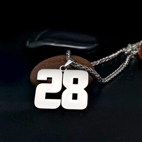 img 2 attached to 🔥 Men's Stainless Steel LuxglitterLin Sport Lucky Number 0 Necklace: Stylish 25mm High Pendant with 3mm Wide Cuban Link Chain