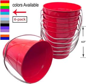 img 1 attached to 🍷 Italia 6-Pack Metal Bucket 0.5 Quart in Red - 4.3 x 4.3" Size (Pack of 6)