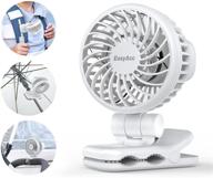 easyacc clip fan - portable stroller cooling fans with strong wind, 720° rotation, 3 speeds, rechargeable 2000mah battery - ideal clip backpack fan for child, student - white logo
