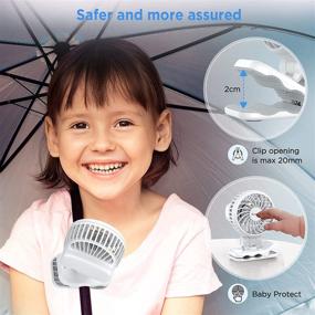 img 2 attached to EasyAcc Clip Fan - Portable Stroller Cooling Fans with Strong Wind, 720° Rotation, 3 Speeds, Rechargeable 2000mAh Battery - Ideal Clip Backpack Fan for Child, Student - White