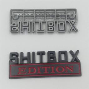 img 1 attached to 2Pack Shitbox Edition Emblem Sticker - HUAPX 3D Metal Badge Fender Decal Tailgate Sticker | Compatible with Chevy Silverado, Ford Jeep, Chevrolet Dorge Ram, F150 F250 F350 | Black/Red Shitbox