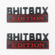 2pack shitbox edition emblem sticker - huapx 3d metal badge fender decal tailgate sticker | compatible with chevy silverado, ford jeep, chevrolet dorge ram, f150 f250 f350 | black/red shitbox logo