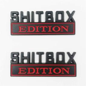 img 4 attached to 2Pack Shitbox Edition Emblem Sticker - HUAPX 3D Metal Badge Fender Decal Tailgate Sticker | Compatible with Chevy Silverado, Ford Jeep, Chevrolet Dorge Ram, F150 F250 F350 | Black/Red Shitbox