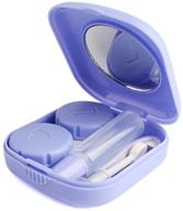 💜 purple pocket mini contact lens case: compact travel kit with easy-carry mirror container holder - adorably cute! logo