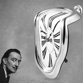 img 2 attached to 🕰️ FAREVER Melting Clock: Salvador Dali-Inspired Decorative Timepiece for Home Office, Desk, or Shelf - A Funny and Creative Silver Gift