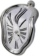 🕰️ farever melting clock: salvador dali-inspired decorative timepiece for home office, desk, or shelf - a funny and creative silver gift logo