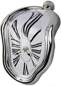 img 4 attached to 🕰️ FAREVER Melting Clock: Salvador Dali-Inspired Decorative Timepiece for Home Office, Desk, or Shelf - A Funny and Creative Silver Gift