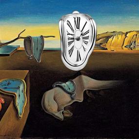 img 3 attached to 🕰️ FAREVER Melting Clock: Salvador Dali-Inspired Decorative Timepiece for Home Office, Desk, or Shelf - A Funny and Creative Silver Gift