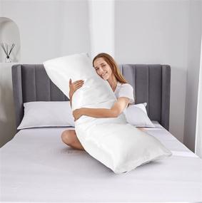 img 2 attached to 🛏️ FASO Полное тело подушка с атласным чехлом: ультра мягкая, дышащая, 20×54 дюйма Белая кровать Подушка для взрослых