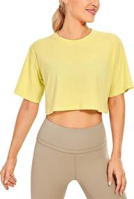 img 3 attached to 👚 Pima Cotton Crop Tops: Stylish Yoga Shirts for Women's Workout & Running