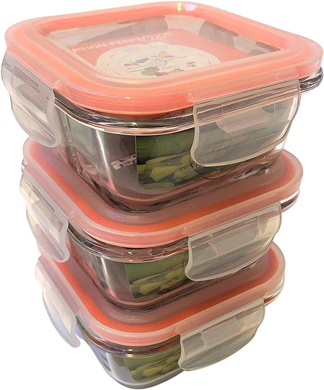 Portion Perfection bariatric portion control container/lunchbox/wls glass meal  prep containers 3pk, weight loss, borosilicate glass. healthy eat
