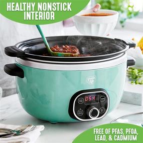 img 1 attached to 🍲 Turquoise Slow Cooker - GreenLife Healthy Ceramic Cook Duo, 6QT
