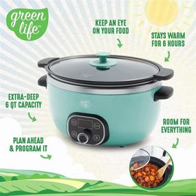 img 3 attached to 🍲 Turquoise Slow Cooker - GreenLife Healthy Ceramic Cook Duo, 6QT