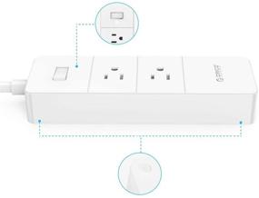 img 1 attached to 💡 ORICO Удлинитель USB с защитой от перенапряжения - 2 гнезда, 4 USB-порта с умной зарядкой, 125V/10A, 1700 Дж, 5 футовый удлинительный кабель - белый, идеально подходит для дома, путешествий, офиса, колледжа.