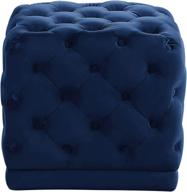 🪑 velvet upholstered ottoman/stool with deep button tufting and solid wood frame from meridian furniture stella collection in navy - dimensions: 18"w x 18"d x 17"h logo