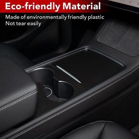 img 1 attached to Basenor 2021 Tesla Model Y Model 3 Center Console Wrap Cover Kit ABS Plastic (New Console Black)