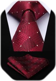 img 3 attached to 👔 Burgundy Men's Accessories: HISDERN Handkerchief Classic Necktie + Ties, Cummerbunds & Pocket Squares