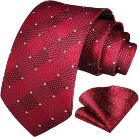 img 4 attached to 👔 Burgundy Men's Accessories: HISDERN Handkerchief Classic Necktie + Ties, Cummerbunds & Pocket Squares