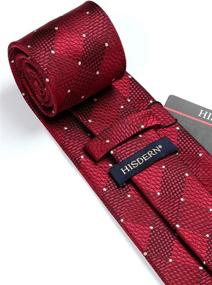 img 1 attached to 👔 Burgundy Men's Accessories: HISDERN Handkerchief Classic Necktie + Ties, Cummerbunds & Pocket Squares