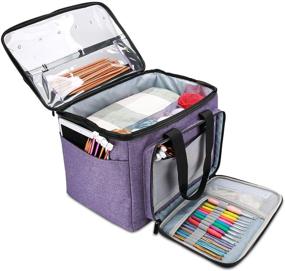 img 4 attached to 🧶 ProCase Knitting Bag – Large Capacity Yarn Storage Tote with Inner Divider for Crochet Hooks, Knitting Needles, and Skeins of Yarn (Purple, No Accessories Included)