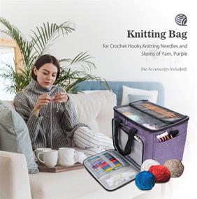 img 3 attached to 🧶 ProCase Knitting Bag – Large Capacity Yarn Storage Tote with Inner Divider for Crochet Hooks, Knitting Needles, and Skeins of Yarn (Purple, No Accessories Included)
