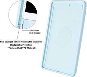 img 3 attached to 📱 Sky Blue LovRug iPad 10.2 Inch Case with Pencil Holder - 9th/8th/7th Gen [2021/2020/2019], 360 Degree Rotating Grip Stand, Shock Proof, Hard Back Protective Cover