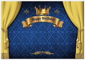 img 4 attached to 👑 Allenjoy 7x5ft Royal Prince Backdrop King Gold Curtain Background for Baby Shower, Happy Birthday Party, Cake Dessert Table Decorations, Banner Photo Booth Decoation