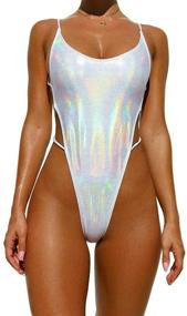 img 4 attached to 👙 YAUASOPA Metallic Glitter Swimsuit - Stylish Beachwear for Women in Swimsuits & Cover Ups