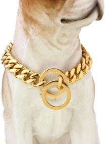 img 3 attached to 🐶 FANS JEWELRY Gold Dog Chain Collar: Stylish, Durable Stainless Steel Metal Chain for Walking, Training, and Chew-Proof Control- 18K Gold-Plated Cuban Curb Link Collar and Leash for Large, Medium, and Small Dogs