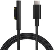 🔌 sisyphy nylon braided surface connect to usb-c charging cable for microsoft surface pro 7, surface go 2, pro 6, pro 5/4/3, laptop 1/2/3 & surface book - compatible with 45w 15v3a usbc charger (black, 6ft) logo