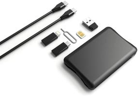 img 3 attached to 🔌 Cable Card Box with Universal Charging Cable Adapters and Compact Ports for iPhone and Samsung, including USB-C, USB-A, Micro-USB, and Lightning. Also includes Portable Phone Stand, SIM Tools, and Nano Card Storage Slot.