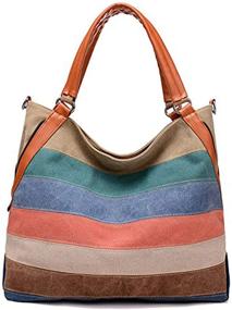 img 1 attached to 🌈 Wewo Beach Shoulder Bag, Casual Large Capacity Shopping Tote Bag with Rainbow Design, Fashionable Crossbody Bag for Women