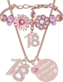 img 4 attached to 💎 Girls' Birthday Decorations Necklace and Bracelet Set - Jewelry Accessories