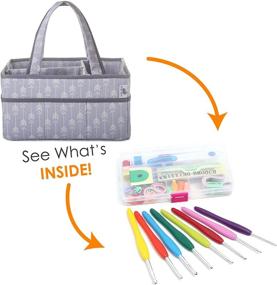 img 3 attached to 🧶 Craft Caddy Bundle by Little Grey Rabbit: Large Design, Sturdy Construction, Gray Arrow - Includes Knitting Kit