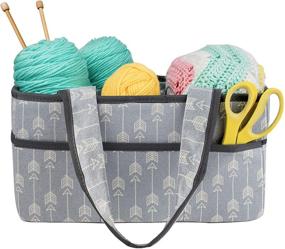 img 4 attached to 🧶 Craft Caddy Bundle by Little Grey Rabbit: Large Design, Sturdy Construction, Gray Arrow - Includes Knitting Kit