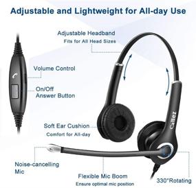 img 1 attached to 🎧 Enhanced Noise Cancelling Computer Headset with Microphone - 3.5mm Cell Phone Headsets for iPhone, Samsung, Laptop, PC, Tablet - Ideal for Skype, Webinars, Office, Business, Call Centers - Crisp Voice Clarity & Unmatched Comfort