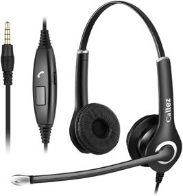 img 4 attached to 🎧 Enhanced Noise Cancelling Computer Headset with Microphone - 3.5mm Cell Phone Headsets for iPhone, Samsung, Laptop, PC, Tablet - Ideal for Skype, Webinars, Office, Business, Call Centers - Crisp Voice Clarity & Unmatched Comfort