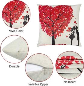 img 2 attached to 🌳 Ouddy Set of 4 Valentine Pillow Covers 18x18 Inches - Love Tree Couple Kiss Proposal Home Decor for Couch, Bedroom, Sofa - Sweet Valentines Day Decorations