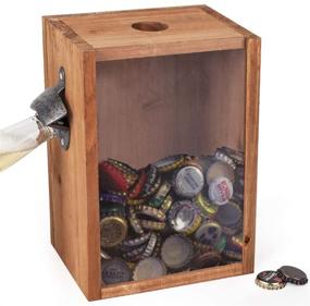 img 4 attached to Rustic Wood Standing BARGIFTS Bottle Opener and Cap Saver with Beer and Soda Cap Collector - Beer Cap Holder and Display Box with Opener