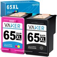 vaker remanufactured inkjet printer ink cartridge tray replacement for hp 65xl 65 xl - envy 5055 5052 5058, deskjet 2655 2622 2624 2652 3755 3752 3720 3721 3722 3723 3730 (1 black, 1 tri-color) logo