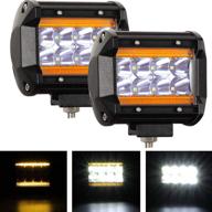 🚚 yuguang led light bar, 4-inch amber white led pod lights 120w 12000lm 3000k+6000k off-road lights with drl/angel eye spot flood combo quad-row fog driving lights for truck atv utv suv boat logo