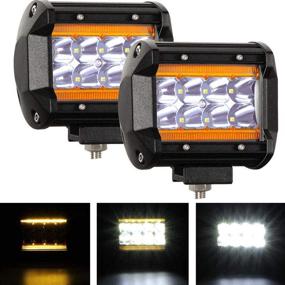 img 4 attached to 🚚 YUGUANG LED Light Bar, 4-Inch Amber White LED Pod Lights 120W 12000LM 3000K+6000K Off-Road Lights with DRL/Angel Eye Spot Flood Combo Quad-Row Fog Driving Lights for Truck ATV UTV SUV Boat