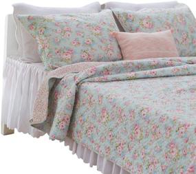 img 4 attached to 🌸 Shabby Floral Quilt Bedspread Coverlet Set - Brandream Full Size Cotton Comforter Sets 3-Piece, Perfect for Farmhouse Décor