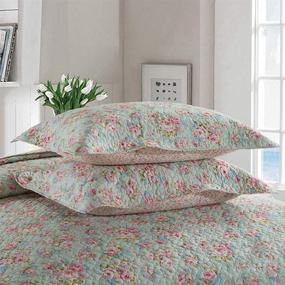 img 2 attached to 🌸 Shabby Floral Quilt Bedspread Coverlet Set - Brandream Full Size Cotton Comforter Sets 3-Piece, Perfect for Farmhouse Décor