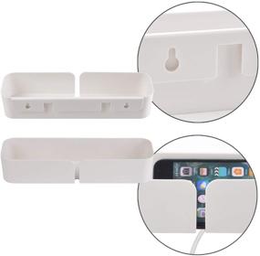 img 1 attached to 🛏️ Convenient Bedside Bed Organizer Shelf - Wall Mounted, Damage Free Installation for Phone Charging, Bedtime Reading, Glasses, Remotes, etc.