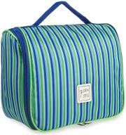 👜 7senses hanging toiletry bag for women and girls - large cosmetic travel kit - lightweight, durable & stylish, with multiple compartments and hanging hook, blue/green logo