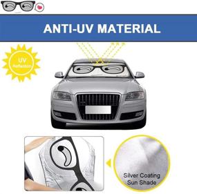 img 2 attached to 🐾 IC ICLOVER Car Windshield Sunshade with Pet Design: Cute Cartoon Front Auto Sun Shade - Foldable Silvering Sun Visor with UV Coating for Effective UV Ray Deflection (Big Eyes)
