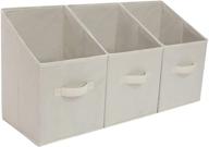 📦 sebadaci collapsible storage bins cubes with handles - 3-pack, beige medium baskets for shelves, office organizer logo