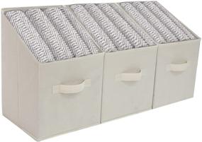 img 1 attached to 📦 Sebadaci Collapsible Storage Bins Cubes with Handles - 3-Pack, Beige Medium Baskets for Shelves, Office Organizer